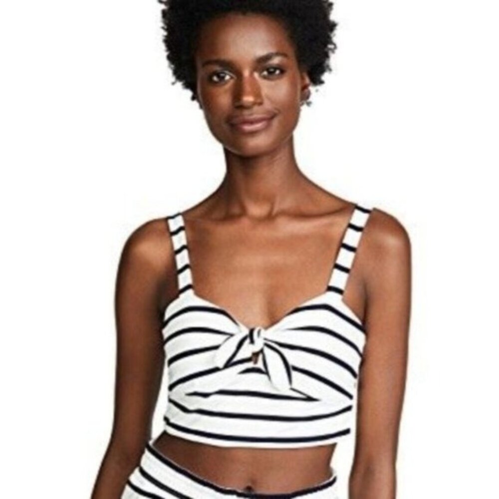 BB Dakota Nautical Preppy Stripe Front Tie Knot Bralette Crop Top Size Small NWT